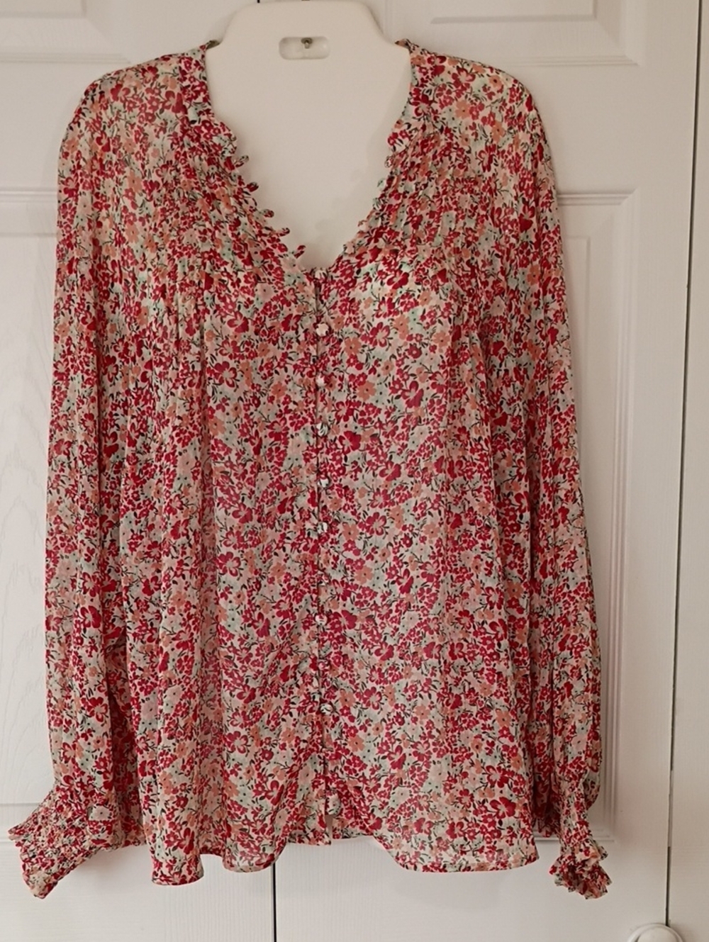 torrid Red Floral Peasant Blouse 1X